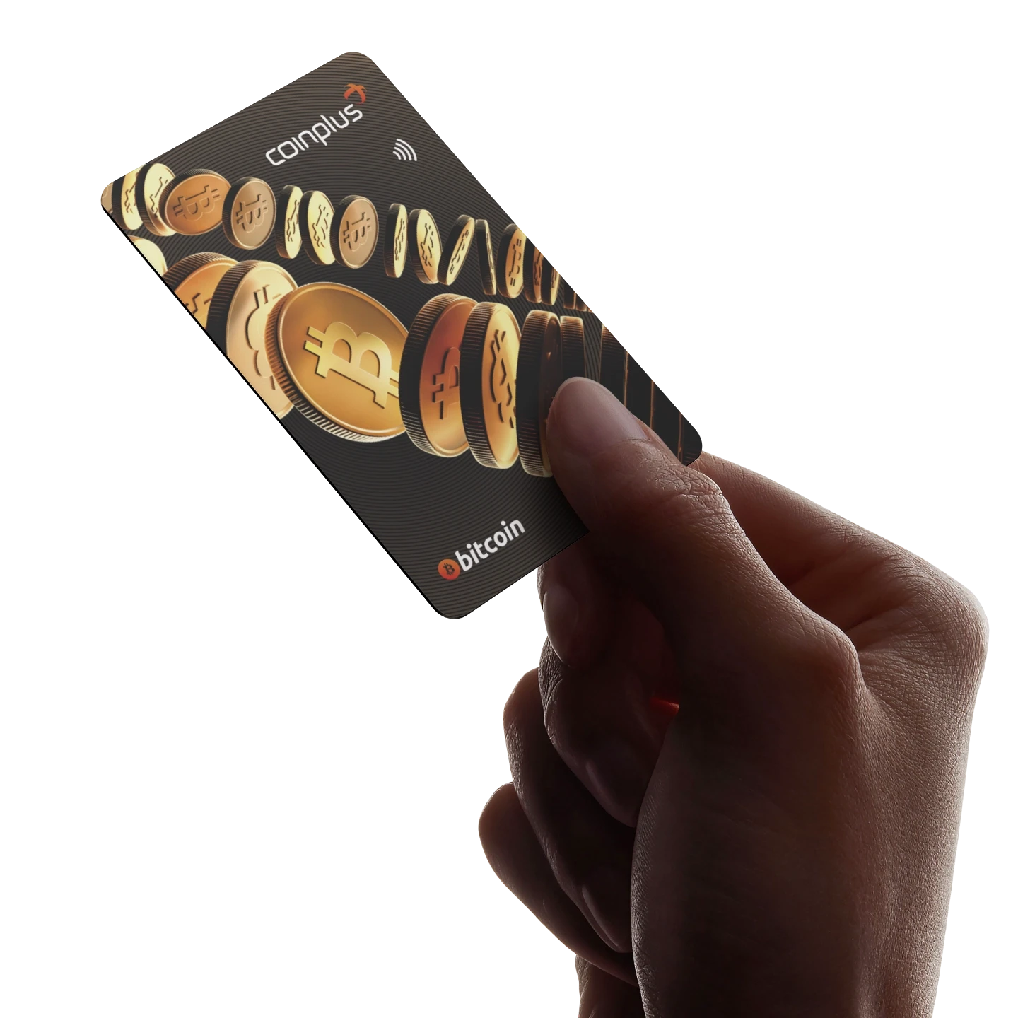 Bitcoin card in hand