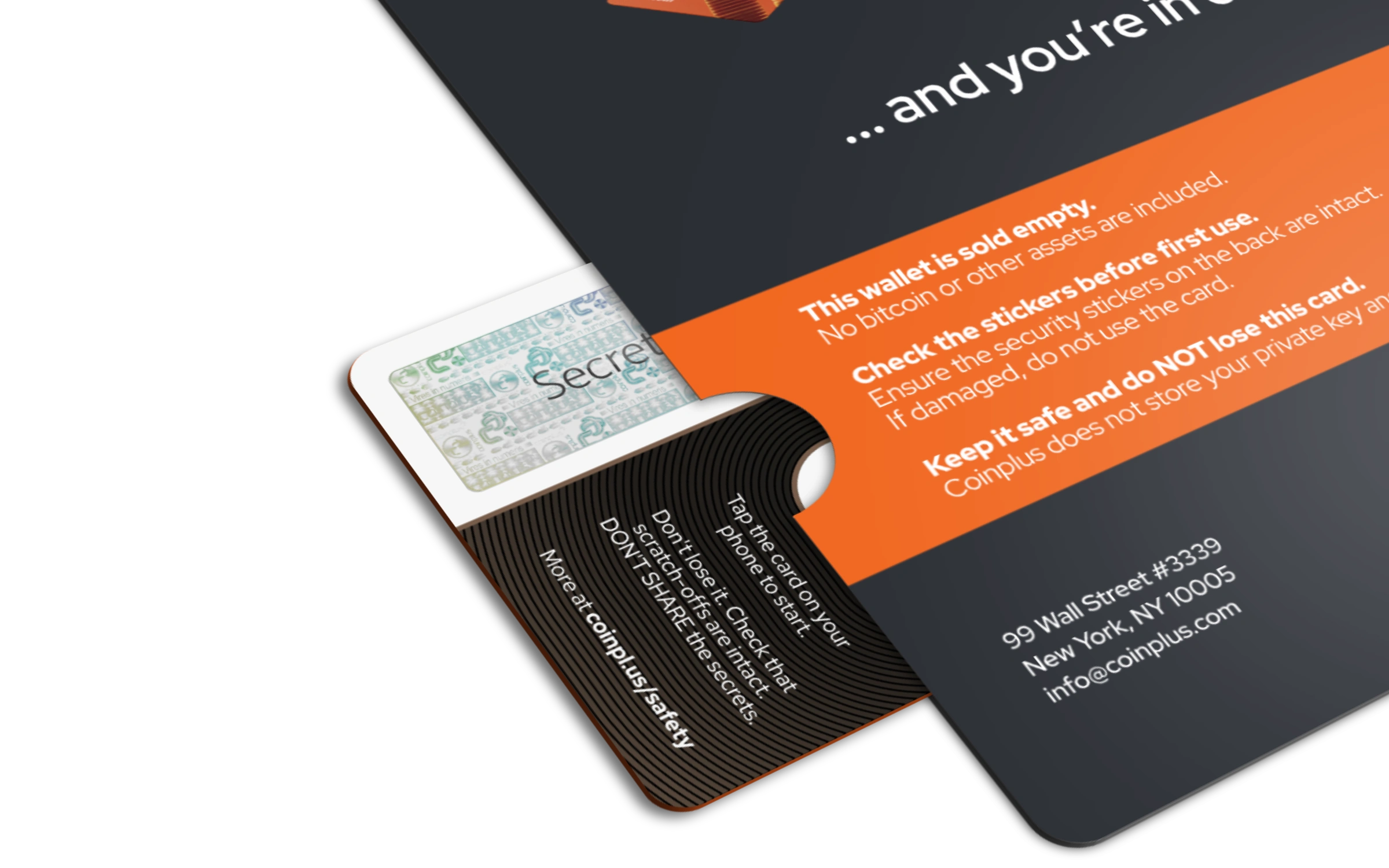 Coinplus card in a sleeve with a holographic seal